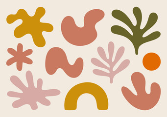 Abstract Organic Shapes in Earthy Tones on Cream Background