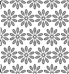 Black and White Floral Pattern with Repeating Flower Motifs
