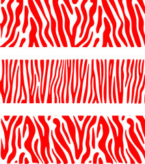 Red and White Zebra Stripe Patterns in Three Rows