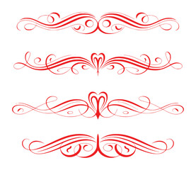 Red Decorative Flourishes and Swirls with Hearts