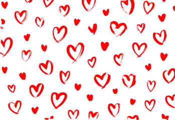 Red Heart Pattern on White Background - Romantic Design