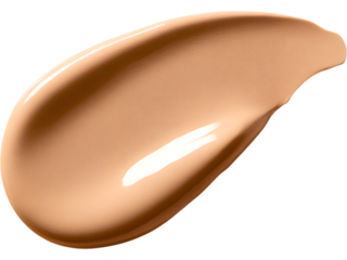 Bronze-colored cosmetic cream smear isolated on transparent background, suitable for beauty and skincare branding mockups.