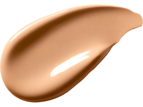 Bronze-colored cosmetic cream smear isolated on transparent background, suitable for beauty and skincare branding mockups.