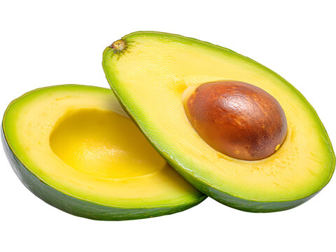 Fresh avocado halves isolated on transparent background, representing healthy food, natural nutrition, and organic lifestyle. - Powered by Adobe