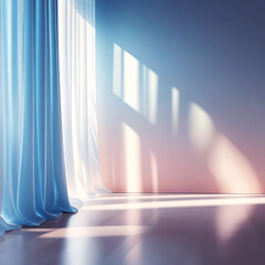 Soft Morning Light Through Curtains &ndash; Minimal Elegant Interior Background.
