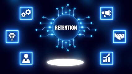 Business concept of customer retention strategy with glowing icons and central text loyalty - Powered by Adobe