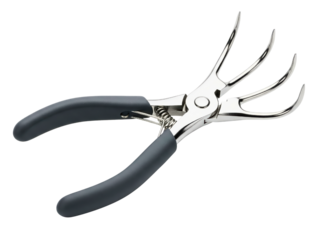 Metal garden hand tool with claws for cultivating on a transparent background