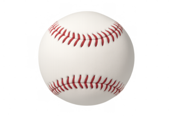 Baseball game concept showing a classic white ball with red stitching on a transparent background illustrating sport and play