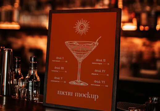 Menu Mockup Restaurant Bar Branding Template