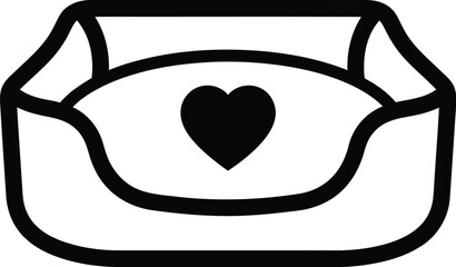 A pet bed with a heart symbol