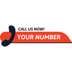 Call Us Now Your Number With Phone Icon On Red And Black Banner And Transparent Background For Business Promotion
