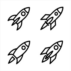 Fototapeta premium A Dynamic Futuristic Rocket Icon Graphic, Showcasing Launch Success and Innovation in a Flat Design Minimalist Vector for Startup Technology Growth.