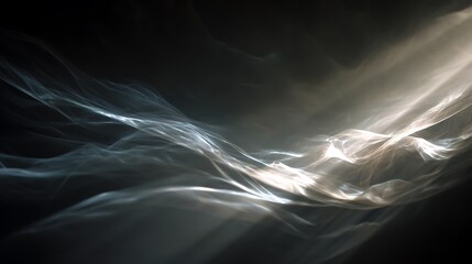 Abstract interplay of light, shadow, and motion, visualizing pure flow state, infinite calmness, cinematic depth, 