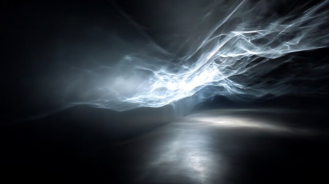 Abstract interplay of light, shadow, and motion, visualizing pure flow state, infinite calmness, cinematic depth, 