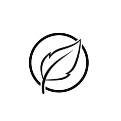 Black leaf inside circle logo white icon