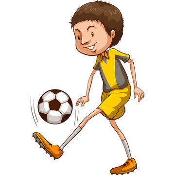 soccer player kicking ball, yellow uniform clip art preview