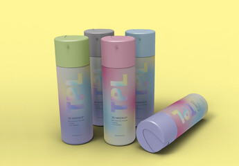 3D Illustration Spray Can Mockup Set