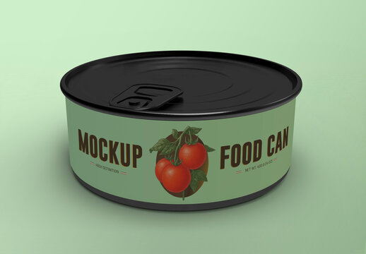 3D Illustration Low Profile Food Can Mockup