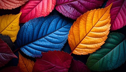 Colorful Autumn Leaves - A Vibrant Display of Natures Palette.