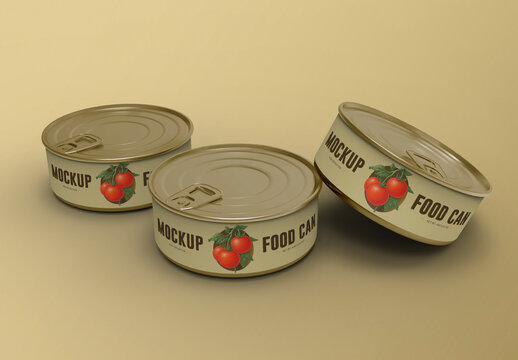 3D Illustration Short Food Tin Mockup Trio