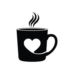 Black mug with white heart and steam love