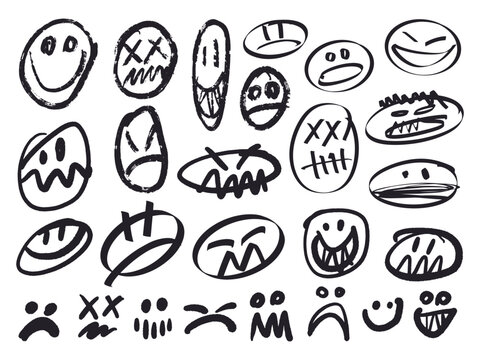 Grunge marker art with faces