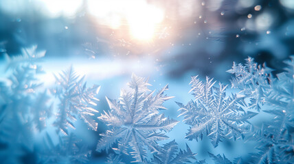 Frost patterns on glass window