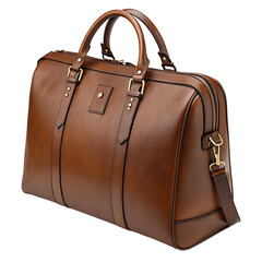 Elegant brown leather duffel bag for weekend travel