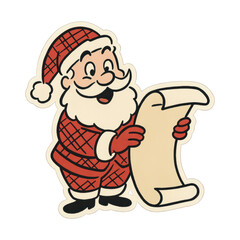 PNG Retro Santa reading Christmas list.