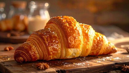 Golden Croissant Delight - A Freshly Baked Morning Treat.