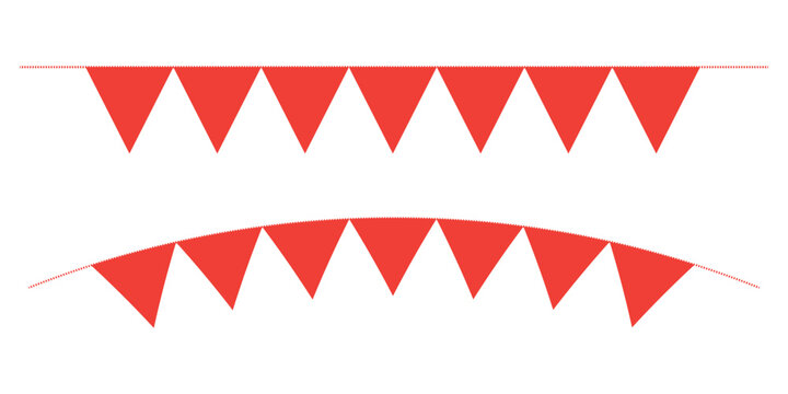 Colorful triangle bunting flags for festive decoration isolated on transparent background