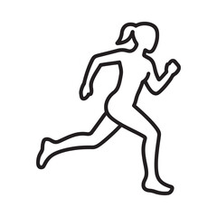 Woman running silhouette line art