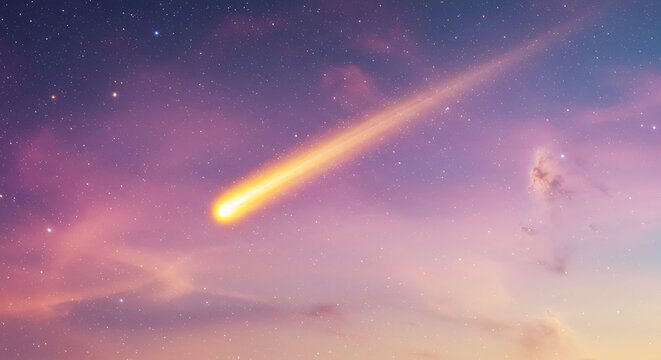 Striking Meteor Shower Over Starry Sky