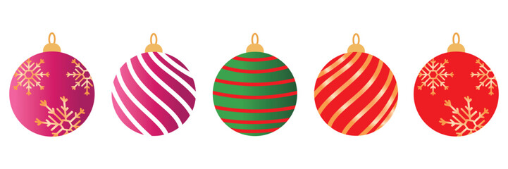 Christmas ball icon vector set. Set of colorful christmas balls design for template, banner, flyer, card. Christmas ball vector illustration.