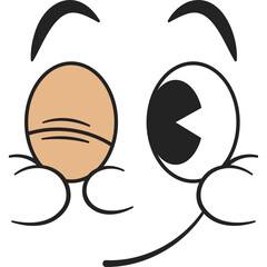 Cartoon Face Winking With One Eye Closed and Other Eye Open Showing Playful Expression Against...