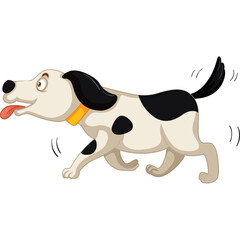 Cartoon Dog Running With Tongue Out Wearing Yellow Collar On Transparent Background
