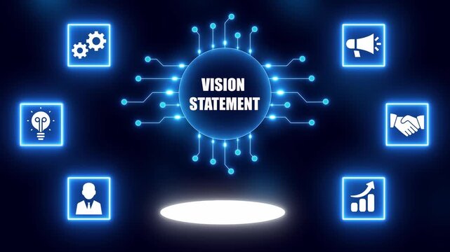 Business Vision Statement Concept with Connected Icons and Circuit Board Design strategy goal