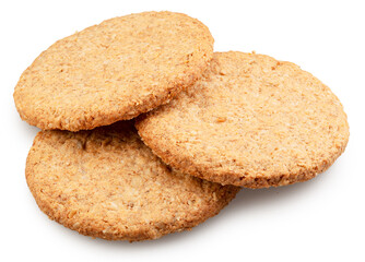 Oatсakes or oat biscuits isolated on white background. File contains clipping paths.