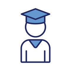 Graduation Person Blue Illustration Icon Vector for Education and Ceremony Design