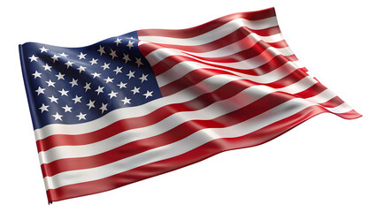 Fototapeta premium Waving american flag isolated on transparent background, symbolizing patriotism, freedom, and the united states of america