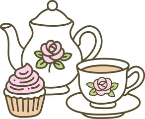 Cute Coquette Christmas Doodle Clipart Hand-Drawn Kawaii Illustration Cozy Pastel