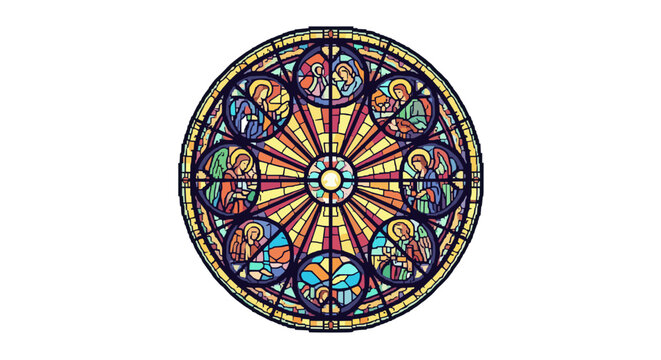 Beautiful Rose Window Artistry Isolated on Transparent Background for Religious Design and Spiritual Projects