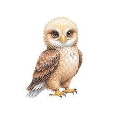 Naklejka premium Watercolor print of a cute baby eagle. Print for kids, nursery decor, cards.