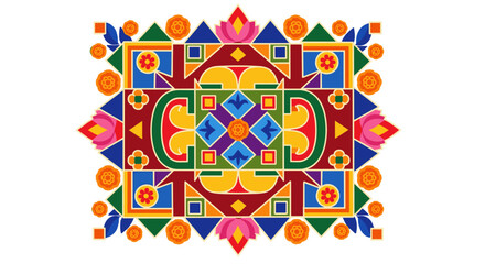 Fototapeta premium Vibrant Traditional Pakistani Truck Art Mandala Decorative Element Isolated on Transparent Background for Festive Designs