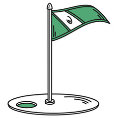 Golf Hole Flag with Green and White Design sport