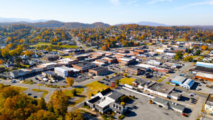 Beautiful view of mountains and trees behind historic Elizabethton tennessee