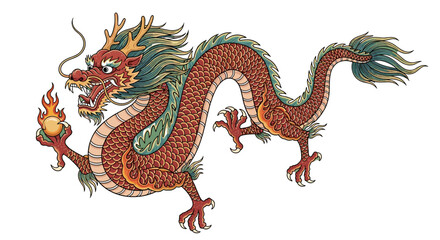 Majestic Traditional Chinese Dragon Fierce Guardian of Fire and Fortune isolated on transparent background