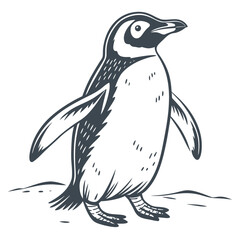 Stylized Penguin Standing on a Textured Surface bird animal