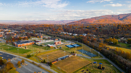ETSU sports fields with Colorful mountains in background 