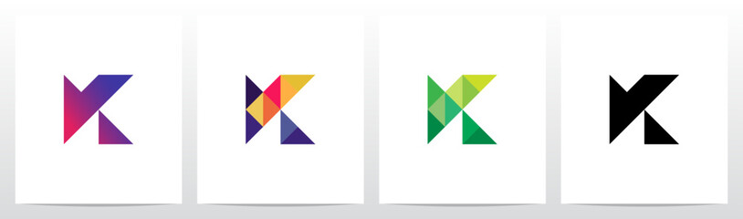 Triangles Geometric Futuristic Minimalist Modern Letter Initial Logo Design K